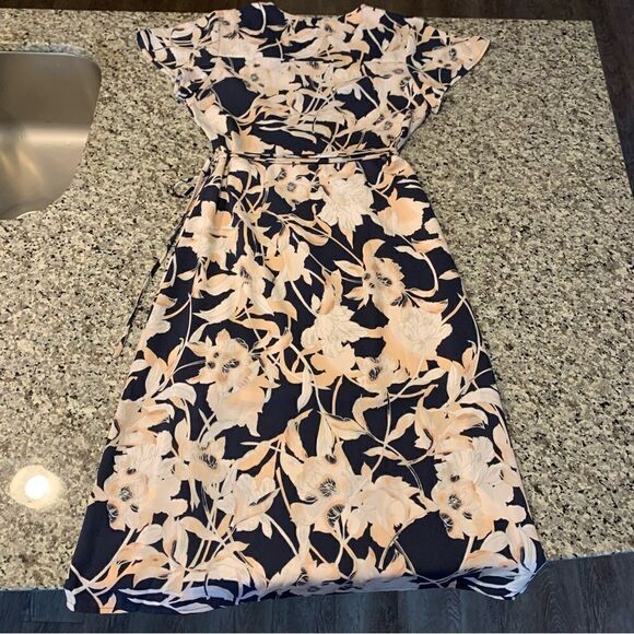 Leith Dress M Rehearsal Dinner Floral Midi Wrap Blue - Picture 9 of 12